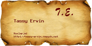 Tassy Ervin névjegykártya